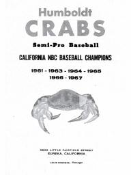 1961-67 Humboldt Crabs California NBC Baseball Champions